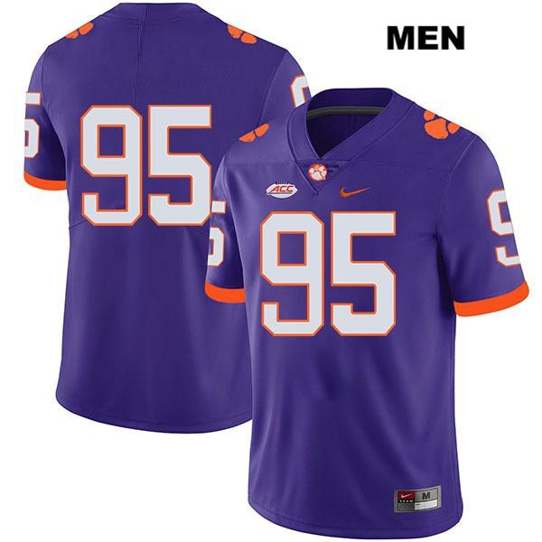 Men's Clemson Tigers #95 James Edwards Stitched Purple Legend Authentic Nike No Name NCAA College Football Jersey DZF6646ZL